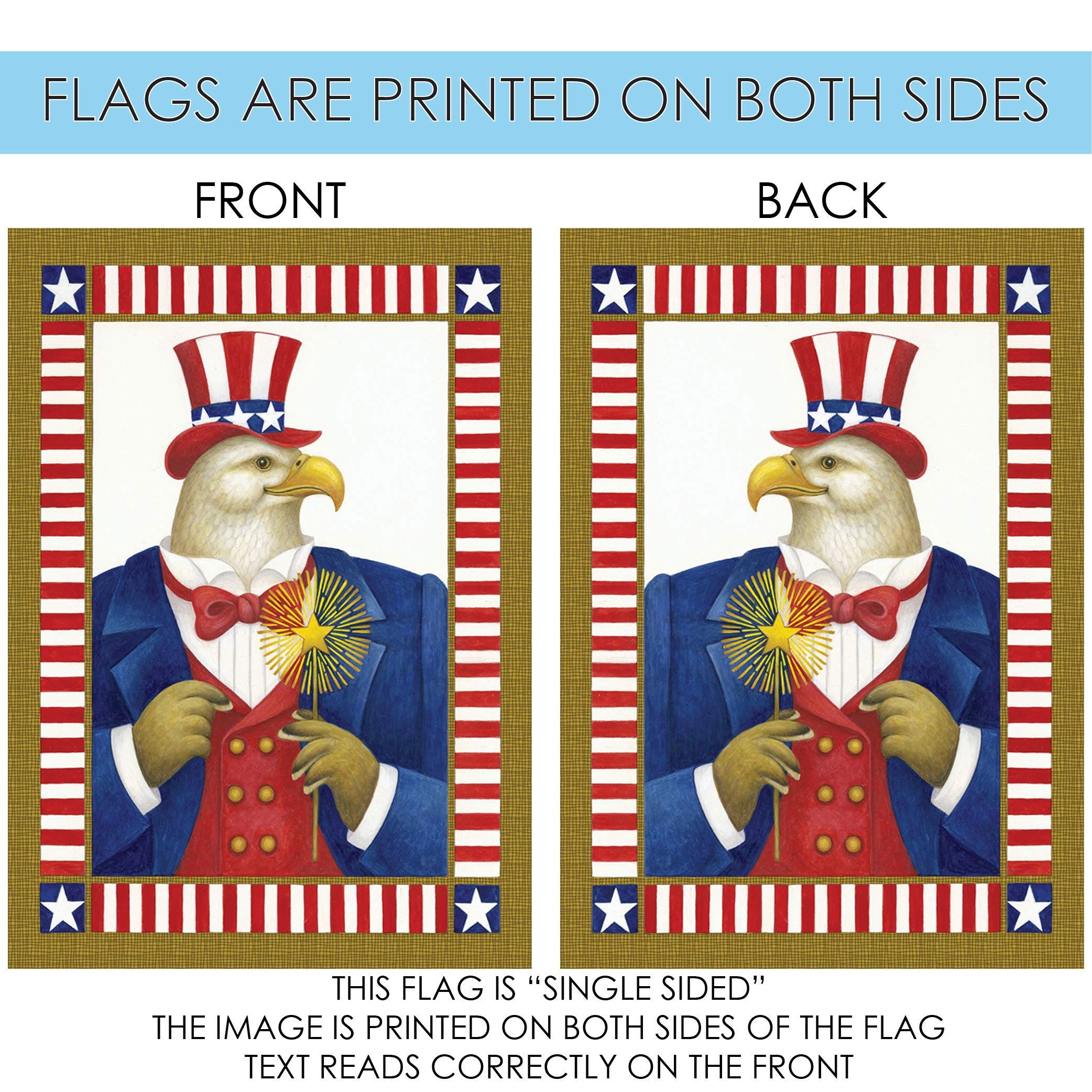 Toland Home Garden 119827 Uncle Eagle Sam Patriotic Flag - 12x18 Inch Double Sided American Garden Flag for Outdoor Yard & House Decoration - Perfect for 4th of July, Memorial Day & Patriotic Events