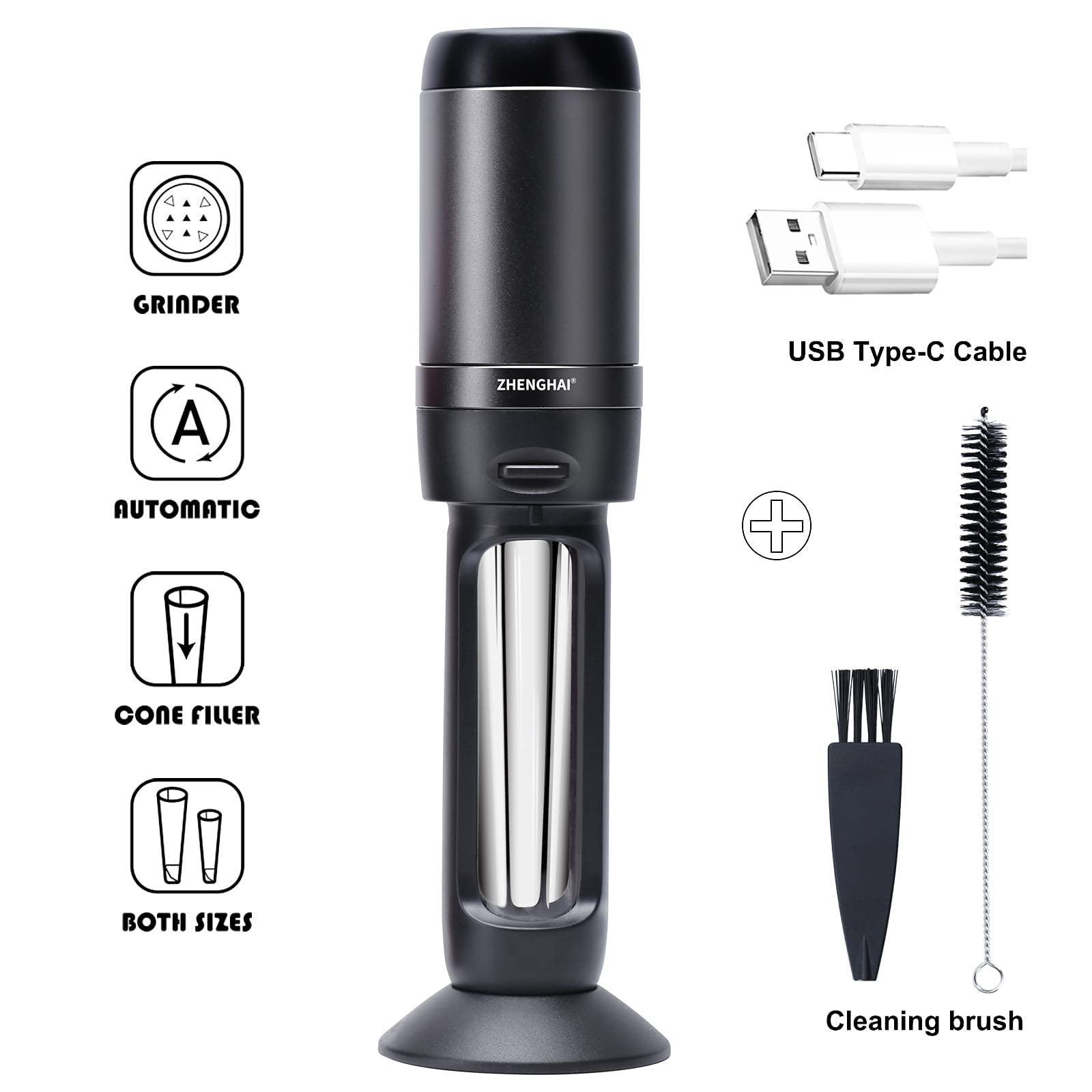Premium Electric Smart Herb & Spice Grinder - Automatic 2-Way Grinding with Upgraded Sharp Blades for Fine & Fluffy Results (Black) | Perfect for Kitchen, Baking, Coffee & Cooking Enthusiasts