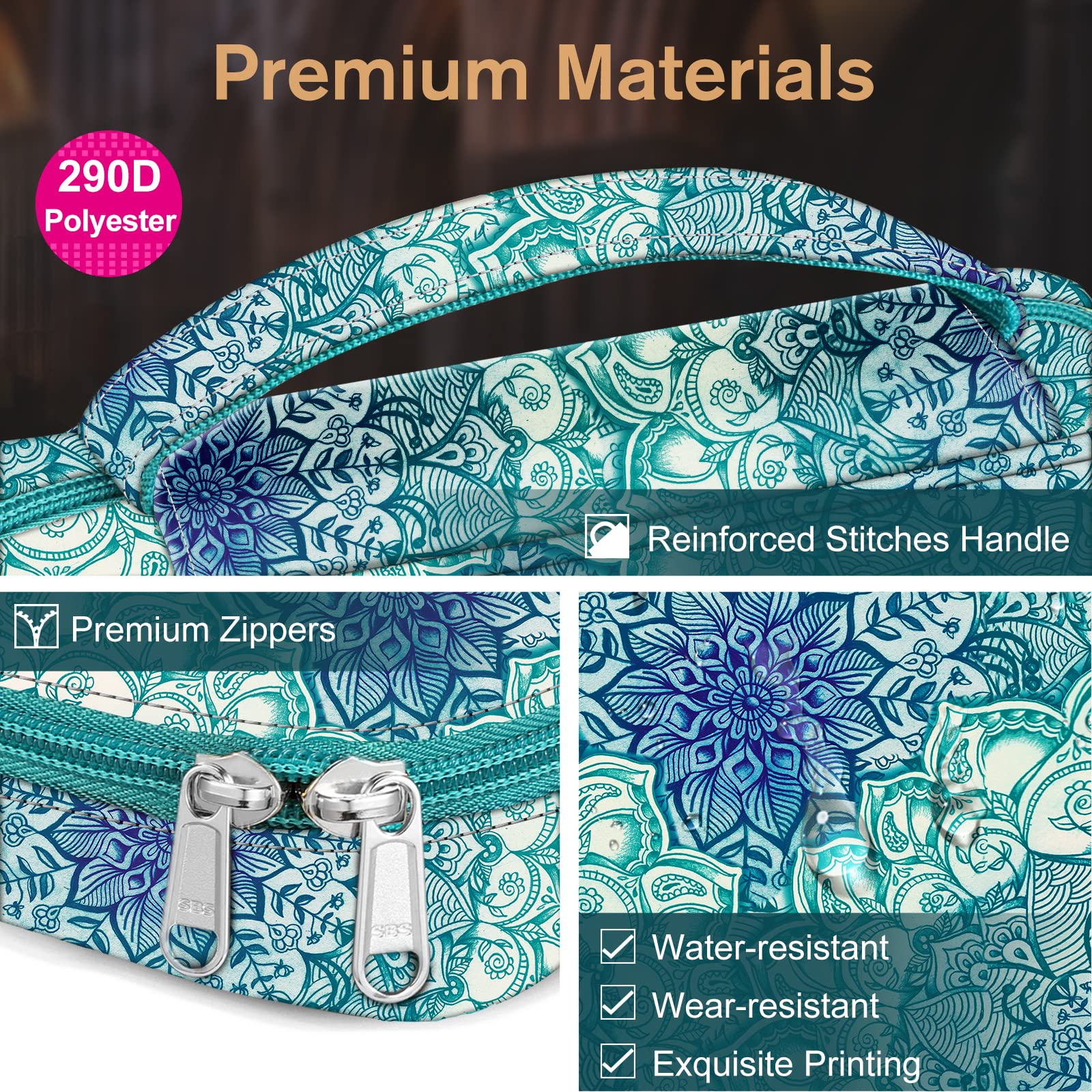 FINPAC Bible Cover with Handle & Zipper Pocket - Durable Protective Book Case for Church, Travel & Daily Use - Perfect Gift for Women, Men & Mothers - Emerald Green Design for Scripture Protection