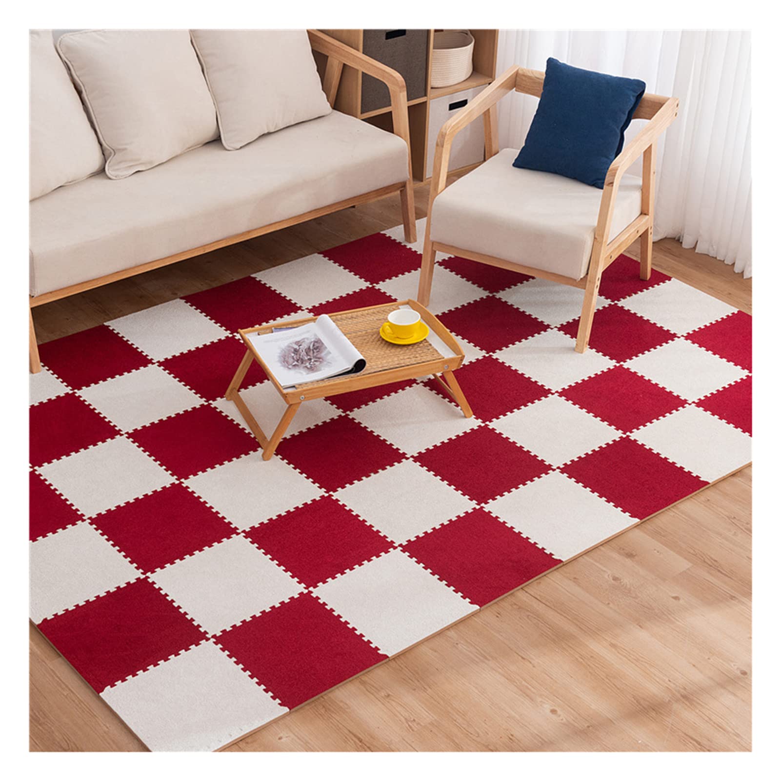 16-Piece Interlocking Foam Floor Mats for Kids - Non-Slip Puzzle Play Mats, Soft Plush Carpet Tiles, Anti-Fall Playmat (12x12 Inch, 60x60x1cm) - Perfect for Nursery, Playroom, Gym & Daycare Floor Protection