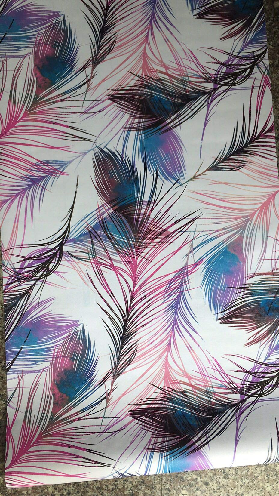 Self-Adhesive Vinyl Decorative Feather Contact Paper - 17.7x117 Inch Removable Wallpaper for Kitchen Backsplash, Shelves, Drawers, Cabinets & Furniture - Easy Peel & Stick DIY Home Decor Upgrade for Walls, Tables & Craft Projects