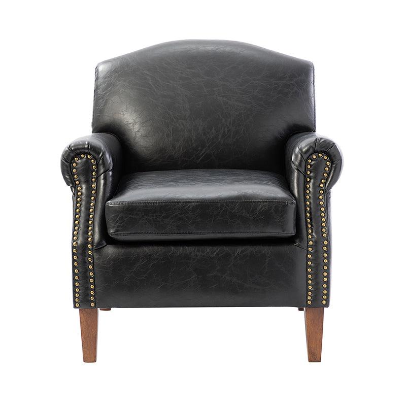 Gianfranco Vegan Leather Armchair with Sturdy Wooden Legs - Modern Vegan Leather Lounge Chair for Living Room, Office & Reading Nook - Eco-Friendly Faux Leather Accent Chair