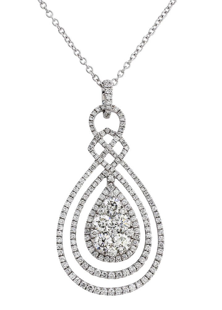 18K White Gold Diamond Pear Pendant Necklace for Women - Elegant Jewelry Gift for Anniversary, Birthday & Special Occasions