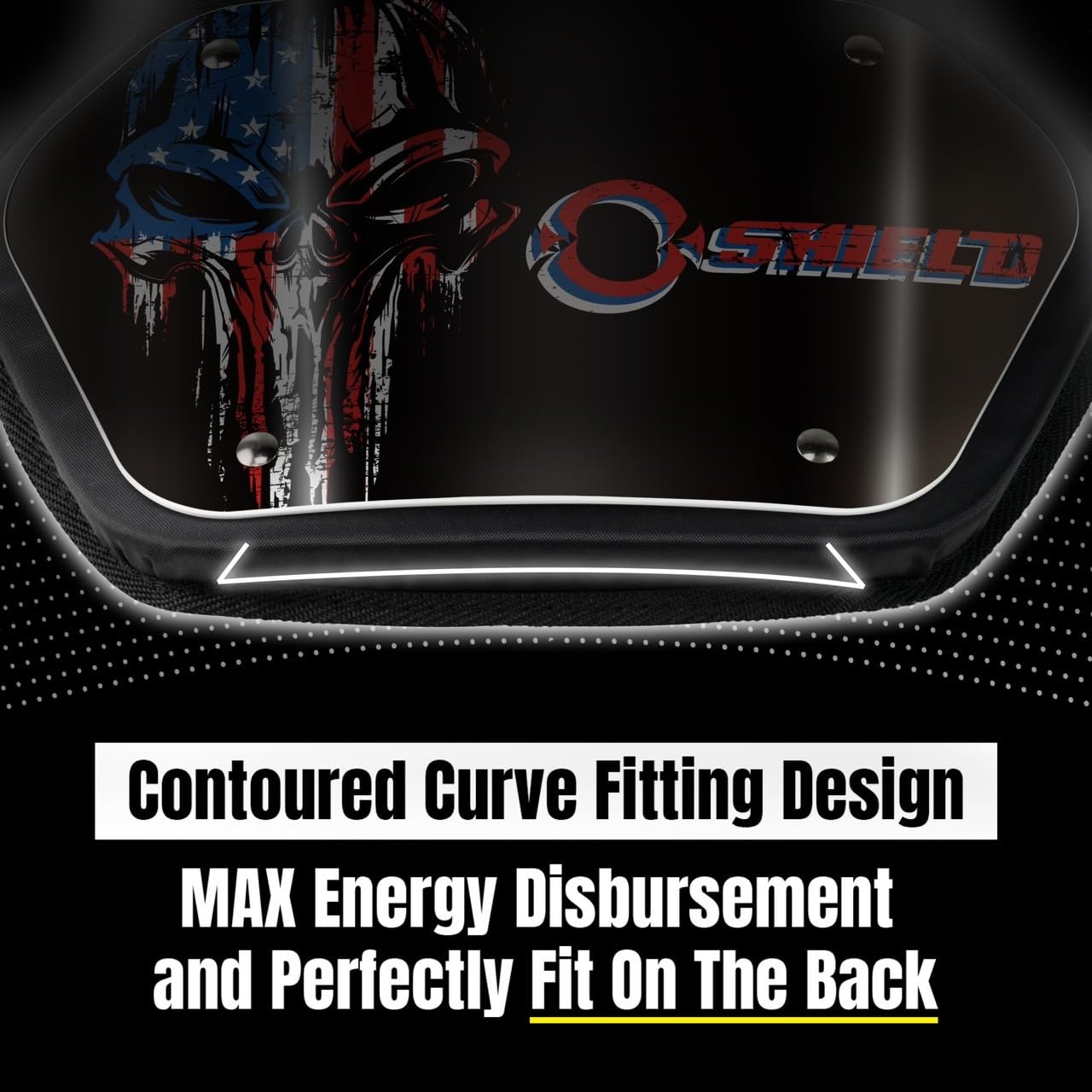 O Shield Football Back Plate - Lower Back Protection Pads for Football Players, Rear Protector with Power Series Designs (Power Skull, Angel & Demons, Seal Power) - Ideal for Training, Games & Contact Sports Safety Gear
