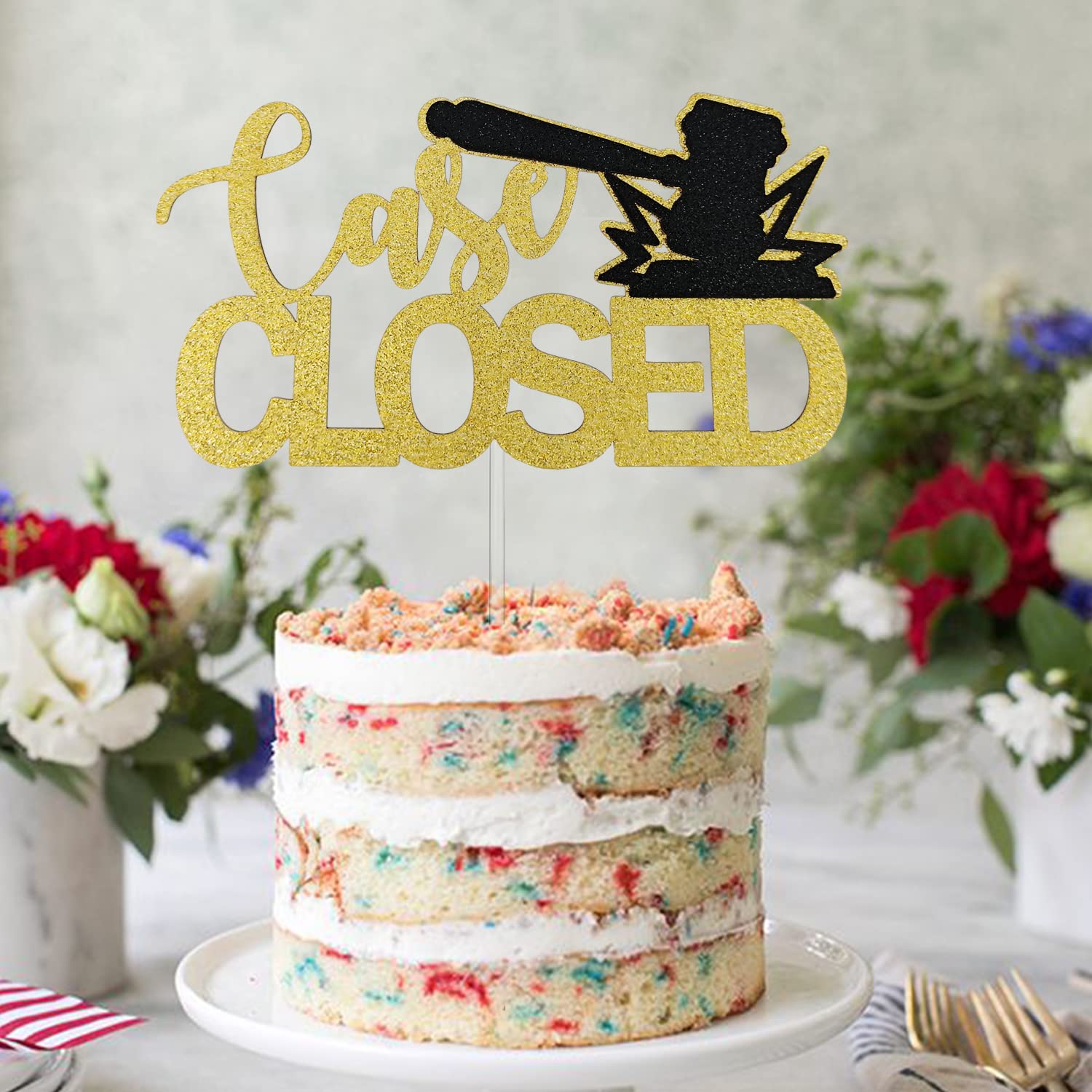 Case Closed Cake Topper - 2024 Law School Graduation & Lawyer Retirement Cake Decor - Judge & Judicial Cake Pick for Farewell Parties - Perfect for Legal Celebrations & Courtroom-Themed Events