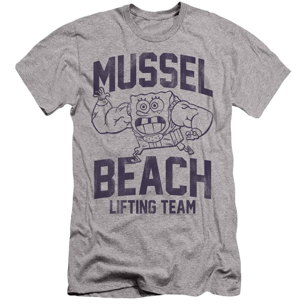 Spongebob Mussle Beach Lifting Team Slim Fit Unisex T-Shirt for Adults - Funny Cartoon Graphic Tee for Casual Wear, Cosplay & Gift Giving