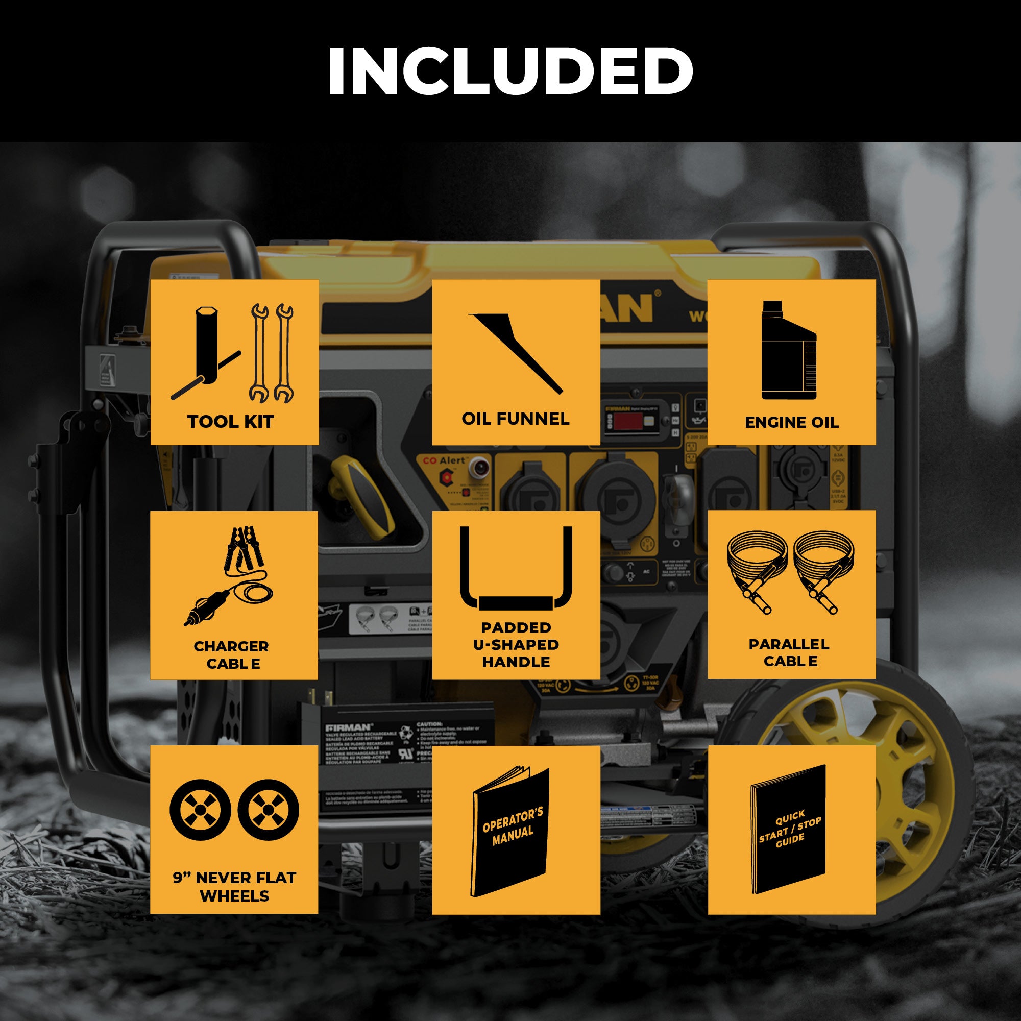 4500W Portable Inverter Generator with CO Alert & Recoil Start - Open Frame Design for Camping, RV Trips & Emergency Power Backup