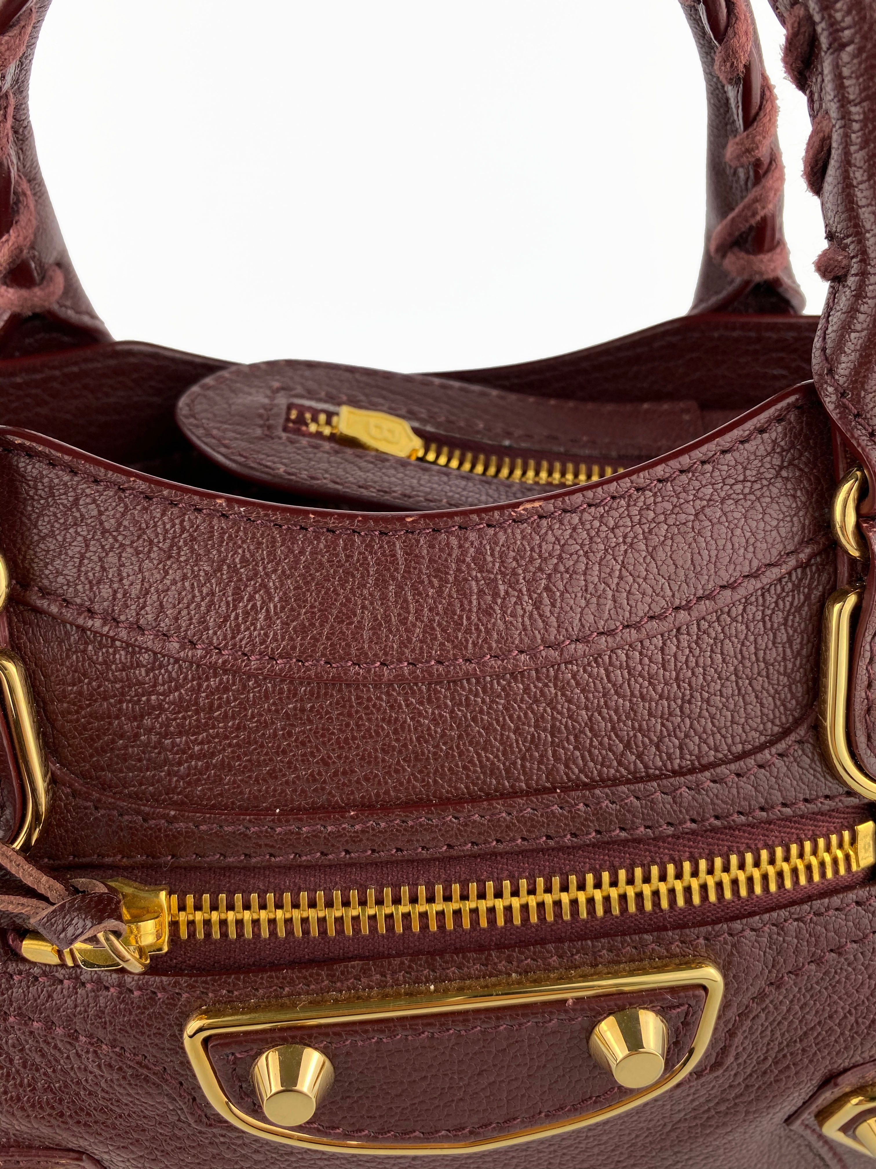 Balenciaga Burgundy Nano Classic City Bag - Stylish Crossbody Handbag for Women | Perfect for Everyday Use, Travel & Night Out