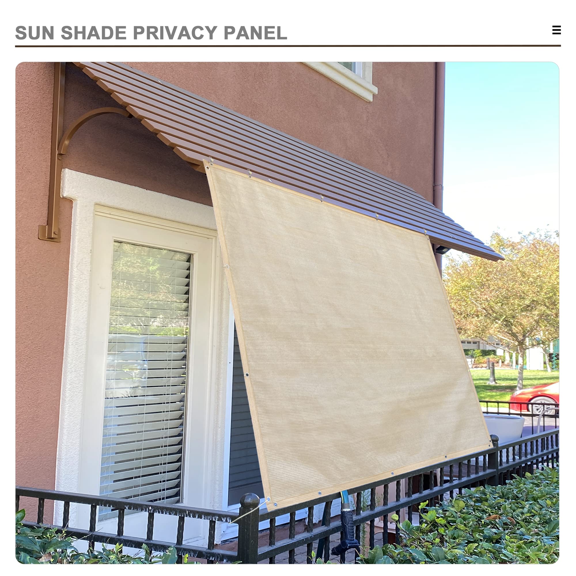 Alion Home© Sun Shade Privacy Panel with Grommets - UV Protection Outdoor Curtain for Patio, Pergola, Gazebo & Windows - Custom Sizes in Beige | Perfect for Backyard, Deck & Poolside Privacy