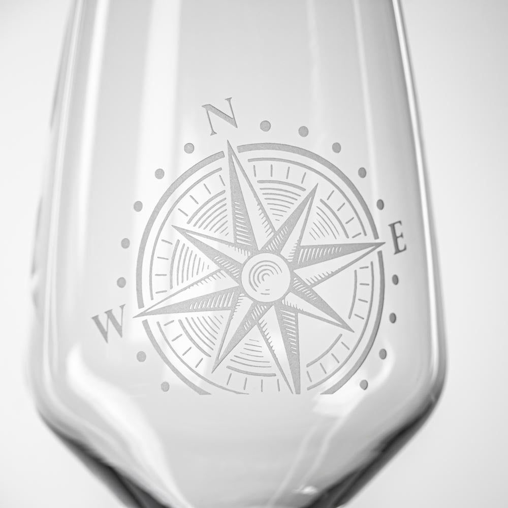 Premium Compass Star 19.5oz All-Purpose Wine Glasses Set of 2 - Ideal for Red Wine, White Wine, Cocktails & Home Entertaining