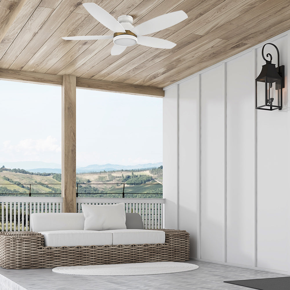 Levi II Low Profile Smart Ceiling Fan with Light Kit, Remote Control, 48 Inch - Perfect for Bedroom, Living Room, Patio & Outdoor Spaces