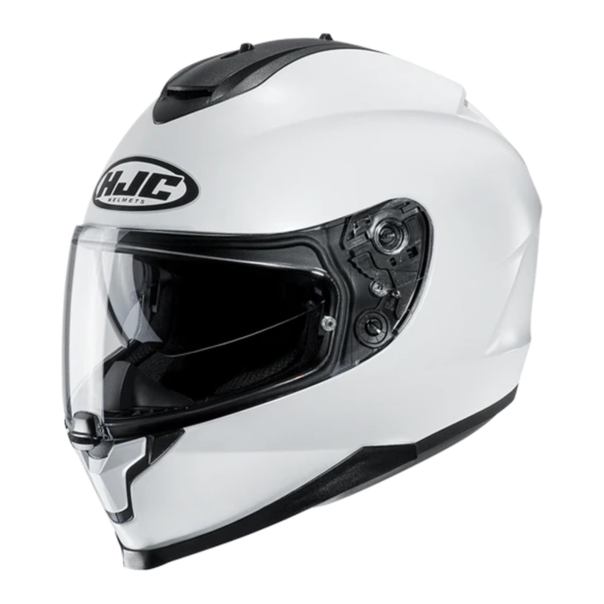 HJC C70 Solid Full Face Motorcycle Helmet with HJ-20M Pinlock Shield - DOT Approved (White, Medium) - Comfortable & Safe Riding Gear for Street Bikers & Commuters