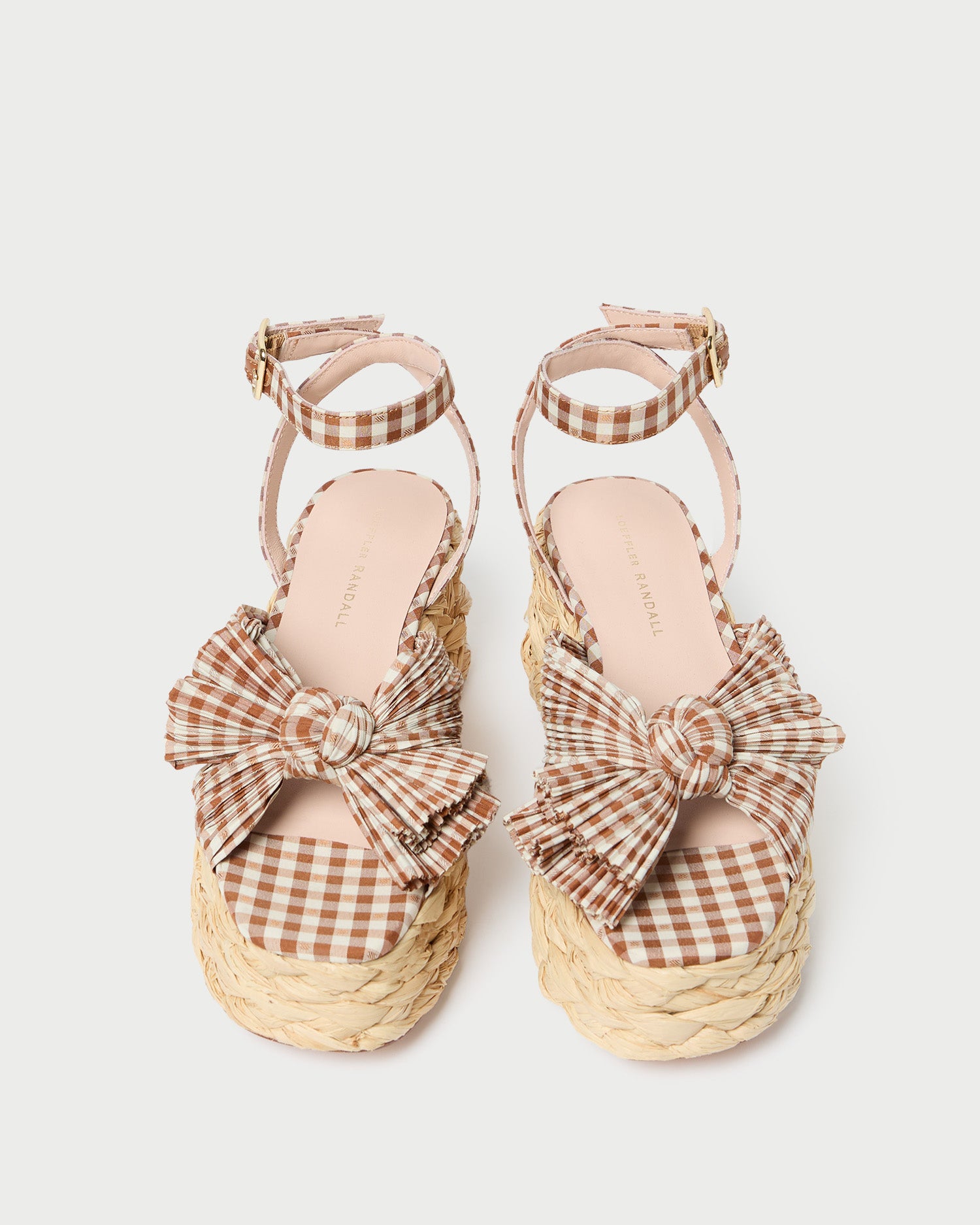 Gaby Brown Gingham Bow Espadrille Flats - Women's Casual Summer Shoes for Beach, Wedding & Outdoor Activities