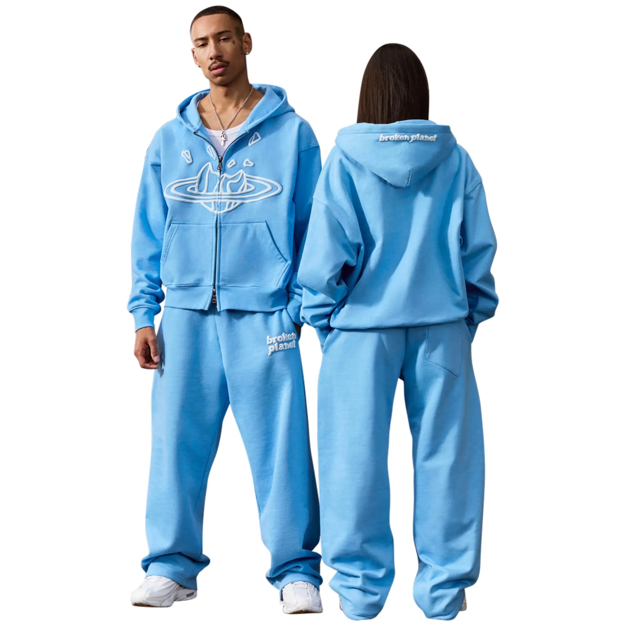 Broken Planet Outer Space Zip Up Light Blue Hoodie - Stylish Men's & Women's Streetwear for Casual Wear & Urban Fashion