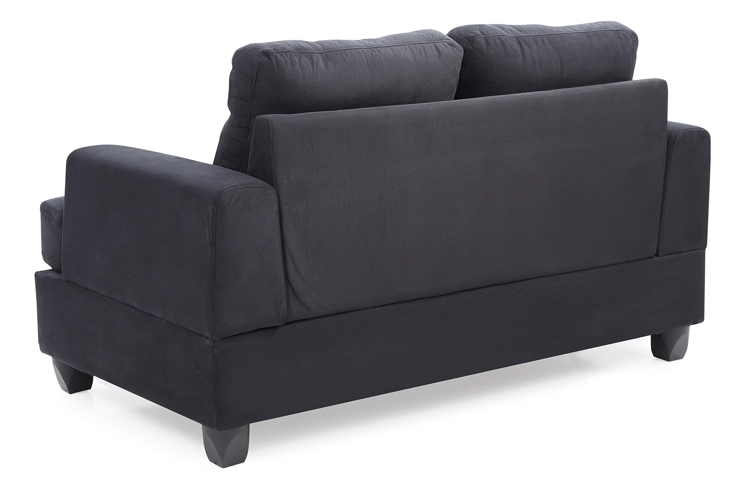 Premium Black Suede Upholstered Love Seat - Modern 2-Seater Sofa for Living Room, Lounge & Small Spaces - Comfortable Couches for Apartments, Dorms & Cozy Home Decor