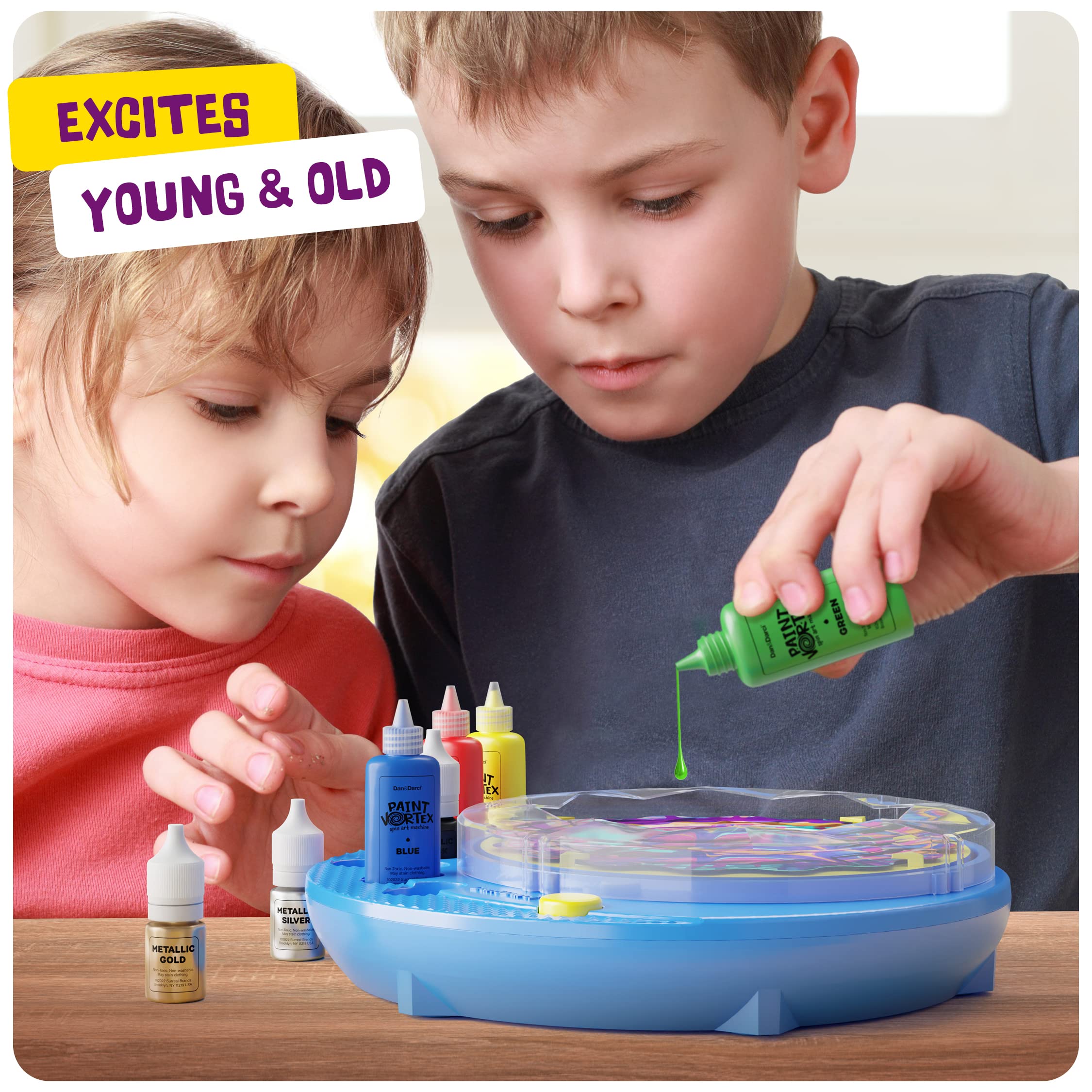 Dan&Darci Kids Paint Spin Art Machine Kit - Creative Arts & Crafts for Boys & Girls Ages 6-9 | DIY Painting Spinner Toy Set for Birthday Gifts, Easter Activities & STEM Learning Fun