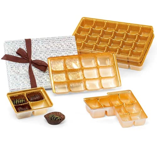 Gold Candy Trays for 24 Candies - Pack of 50 | 5.5 Inch Wide Serving Trays for Parties, Weddings & Events - Elegant Candy Display for Dessert Tables & Buffets