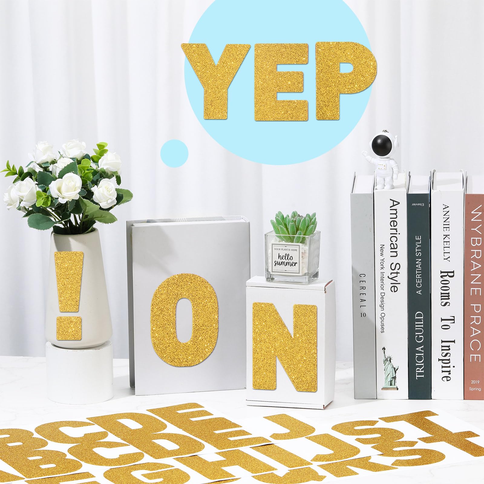 Harloon 232 Pcs Large Glitter Letter Stickers - 24 Sheets Big Font Alphabet Self-Adhesive Letters Kit for Mailbox, Bulletin Boards, Classroom & Home Decor (Gold, 4 Inch) - Perfect for DIY Crafts, Scrapbooking, Party Decorations & School Projects