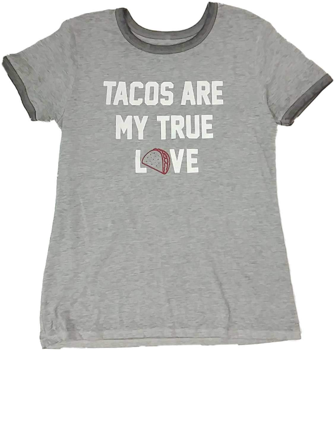 Women's Gray Heather 'Tacos Are True Love' Valentine Holiday T-Shirt | Cute Funny Food Lover Tee for Date Night & Casual Wear