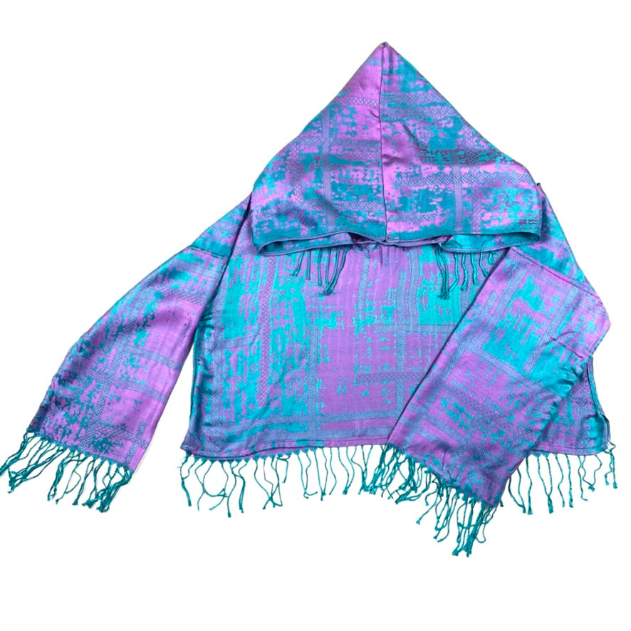 PASH LS Crop Top - Splatter Lavender & Teal Women's Fashion Long Sleeve Shirt for Casual Wear, Street Style & Layering