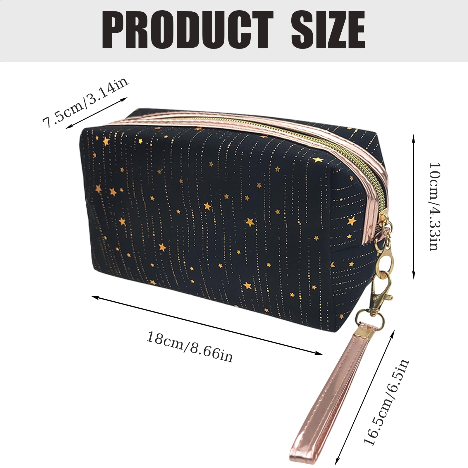 2 Pack Star Print Makeup Bags with Handle - Waterproof & Moisture-proof Travel Toiletry Organizer - Zippered Cosmetic Pouch for Women - Perfect for Travel, Gym, and Daily Beauty Essentials Storage