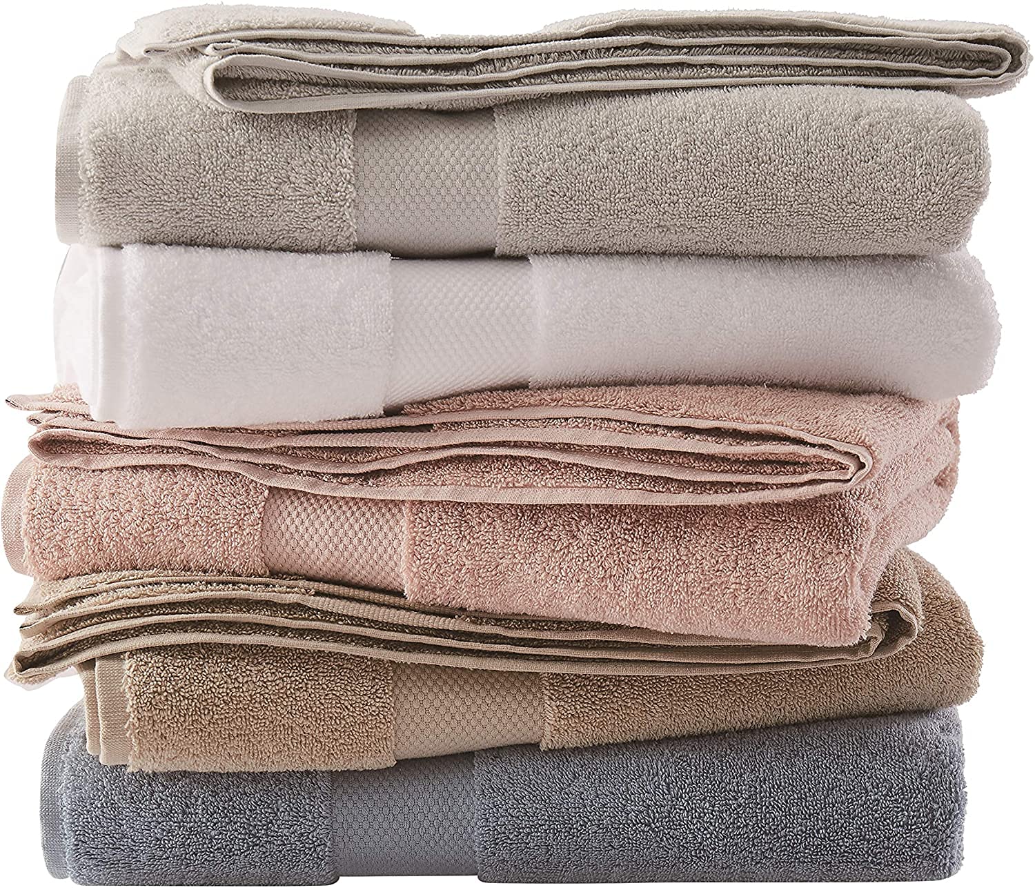 Premium 6-Piece Brooklyn Loom Turkish Cotton Towel Set - Ultra Soft & Absorbent Bath Towels (Blue) - Perfect for Spa, Beach & Luxury Bathroom Decor