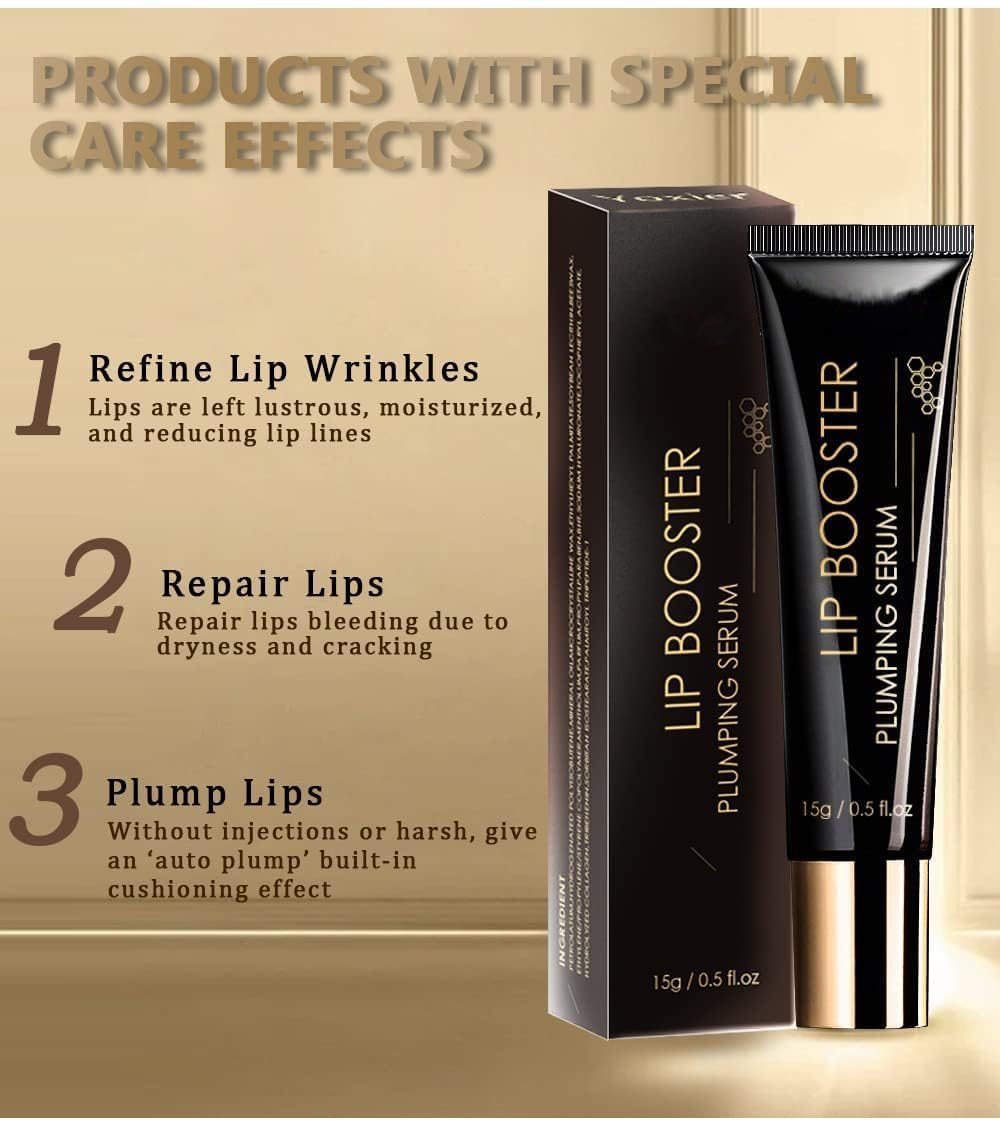 Collagen Lip Booster Plumping Serum with Hyaluronic Acid - Moisturizing Lip Enhancer for Fuller, Sexy Lips | Non-Irritating Formula Brightens, Reduces Pigmentation & Fades Fine Lines | Perfect for Daily Use, Special Occasions & Nighttime Lip Care Routine