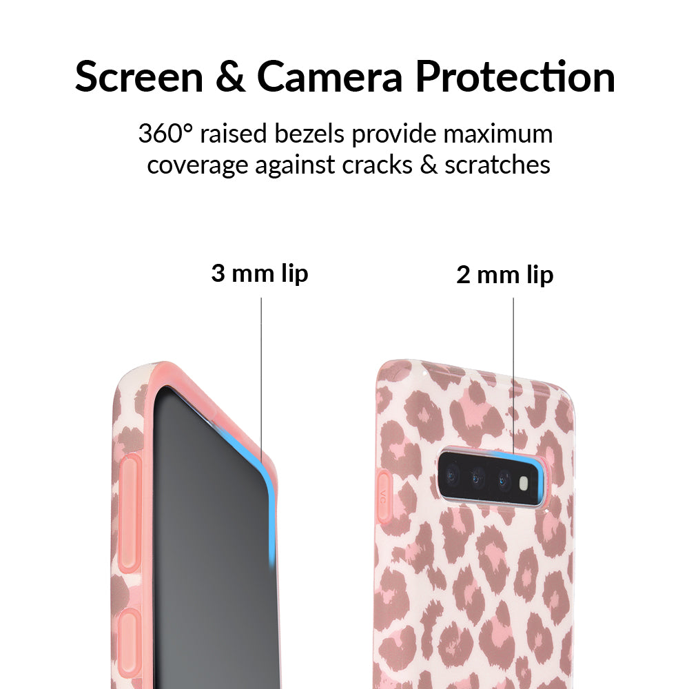 Samsung Galaxy Phone Case - Blush Leopard Print Protective Cover for Samsung S21/S20/S10/Note 20 - Stylish & Durable Slim Fit Case for Everyday Use & Travel