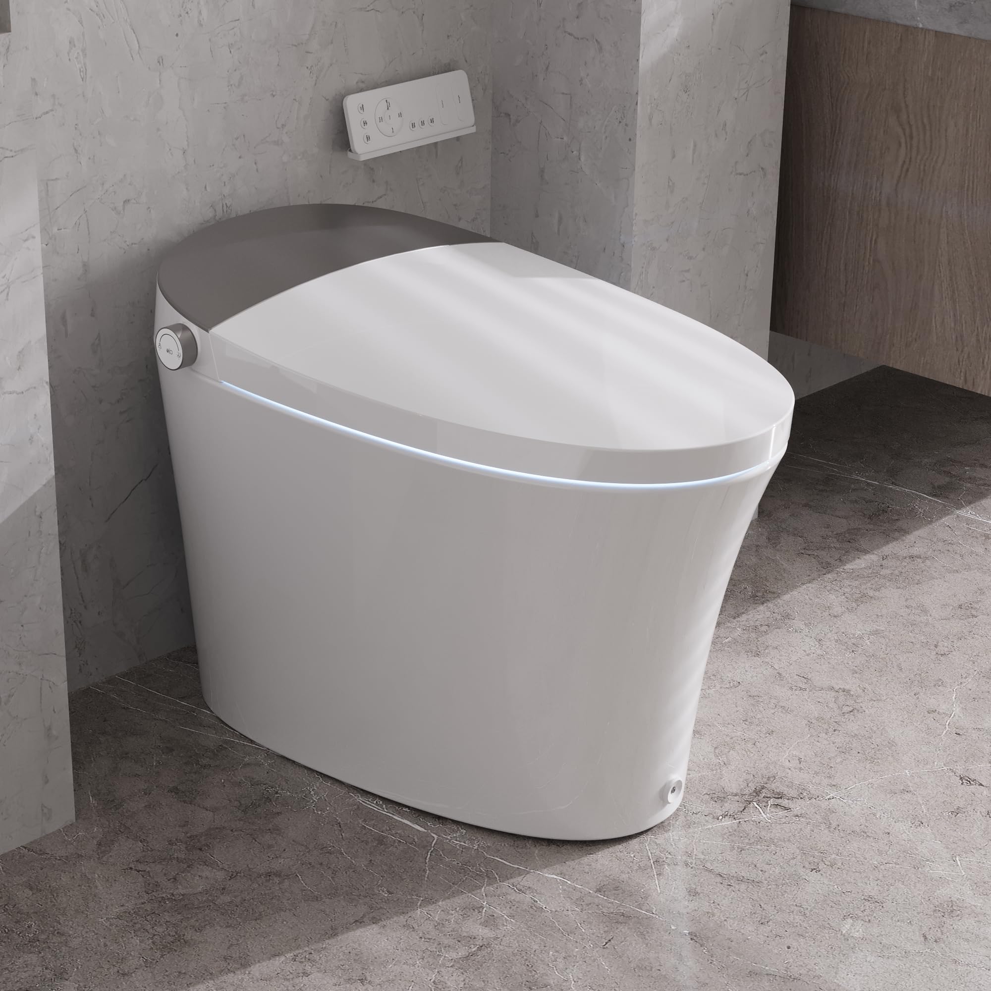 Premium Smart Bidet Toilet Seat - Tankless Design, Heated Seat, Warm Water Wash, Air Dryer & Night Light - Remote Control for Ultimate Comfort - Perfect for Modern Bathrooms & Luxury Homes