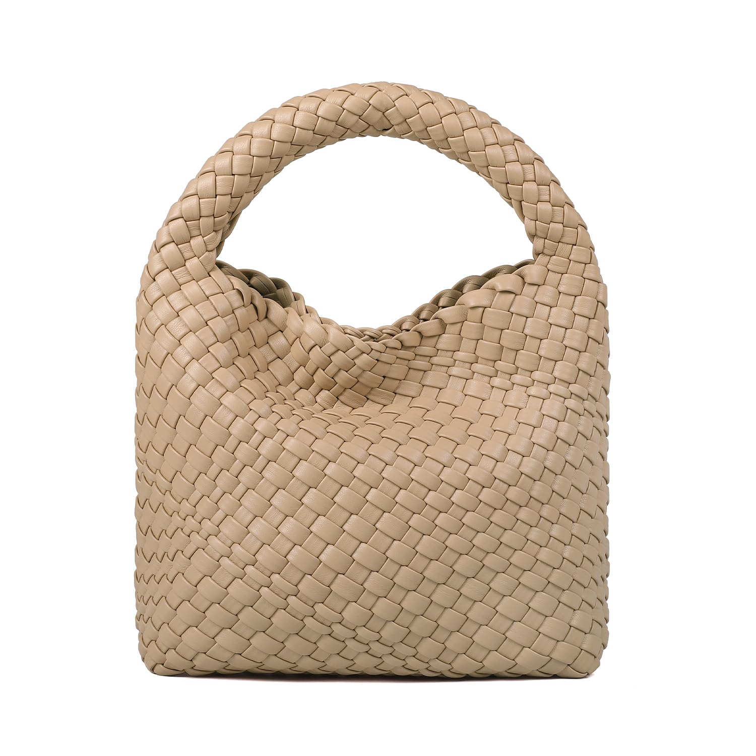 Eco-Friendly Woven Vegan Leather Handbag for Women - Handcrafted Small Top Handle Purse with Mini Clutch, Perfect for Travel, Beach & Everyday Use