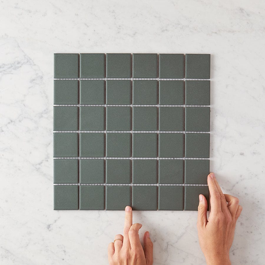 Premium Haddon Green Matte Medium Square Tile - 12x12 Inch Ceramic Wall & Floor Tile for Kitchen, Bathroom, and Backsplash