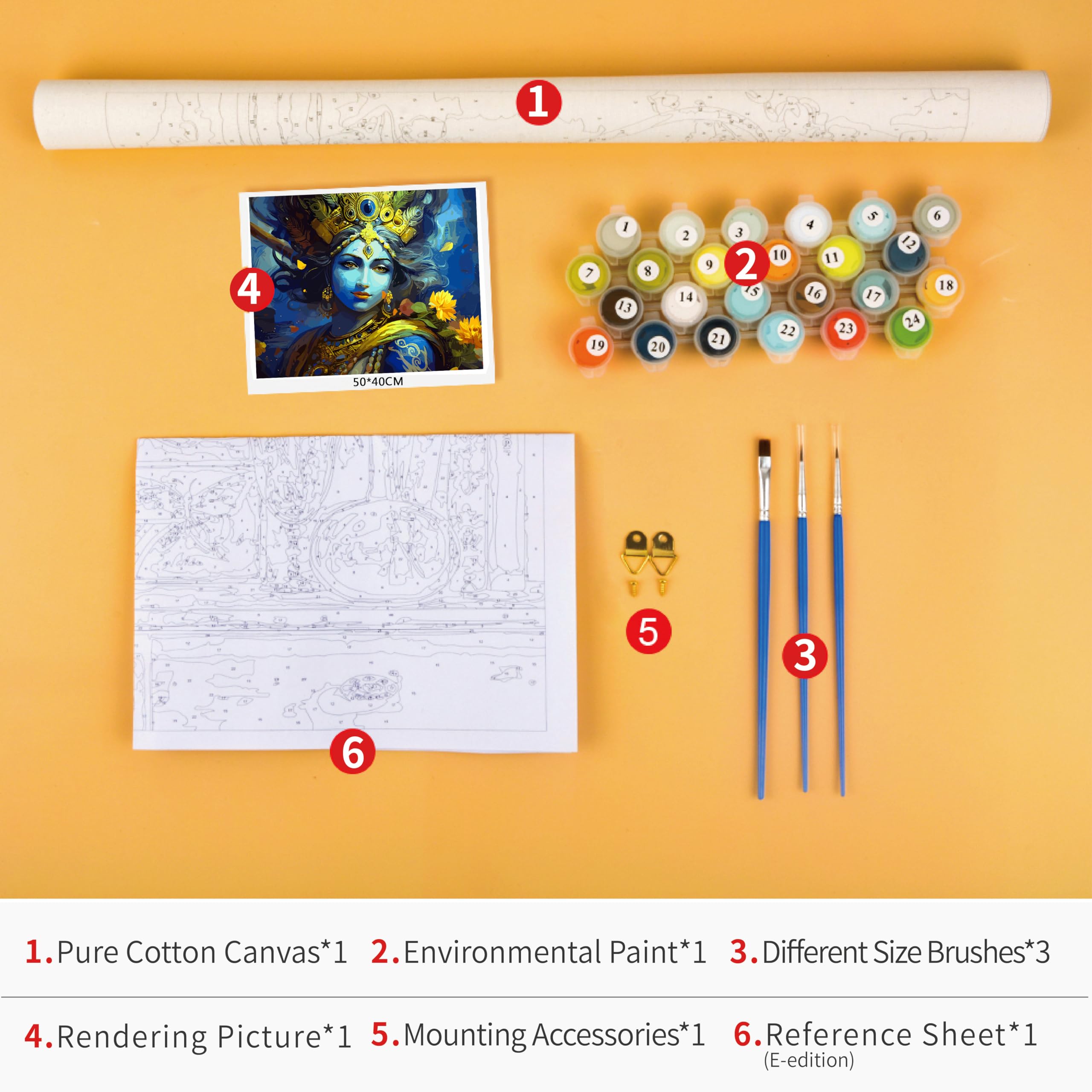 DIY Paint by Numbers Kit - Hindu God Krishna Religious Art for Adults | 16x20 Inch Canvas Painting for Beginners | Home Decor, Meditation Room & Gift Idea