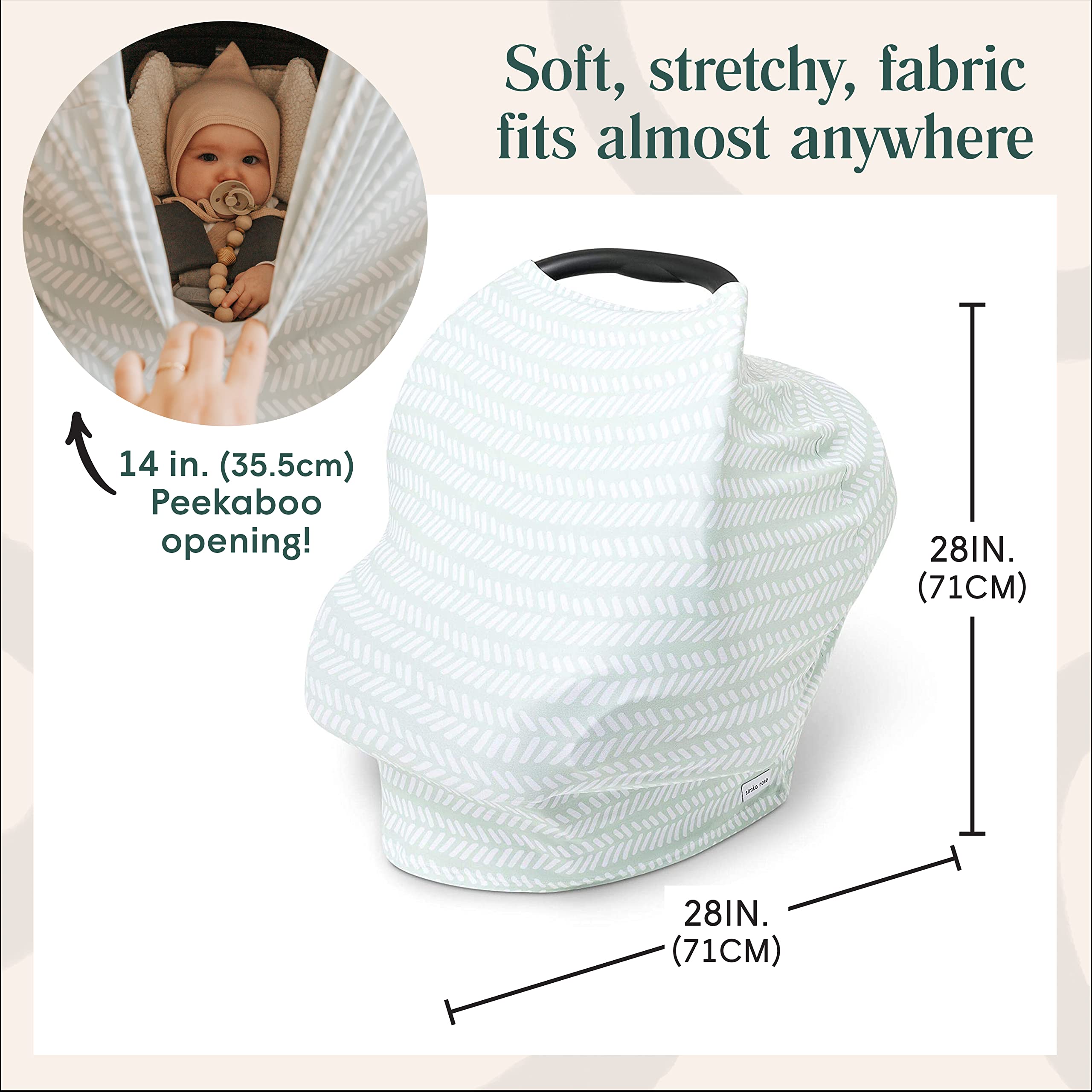 Simka Rose Adjustable Nursing Cover & Breathable Car Seat Canopy for Babies - Stretchy Breastfeeding Cover for Infant Boys & Girls - Summer Baby Carrier Canopy - Perfect Baby Shower Gift for New Moms (Ideal for Nursing in Public, Car Rides, and Outdoor Activities)