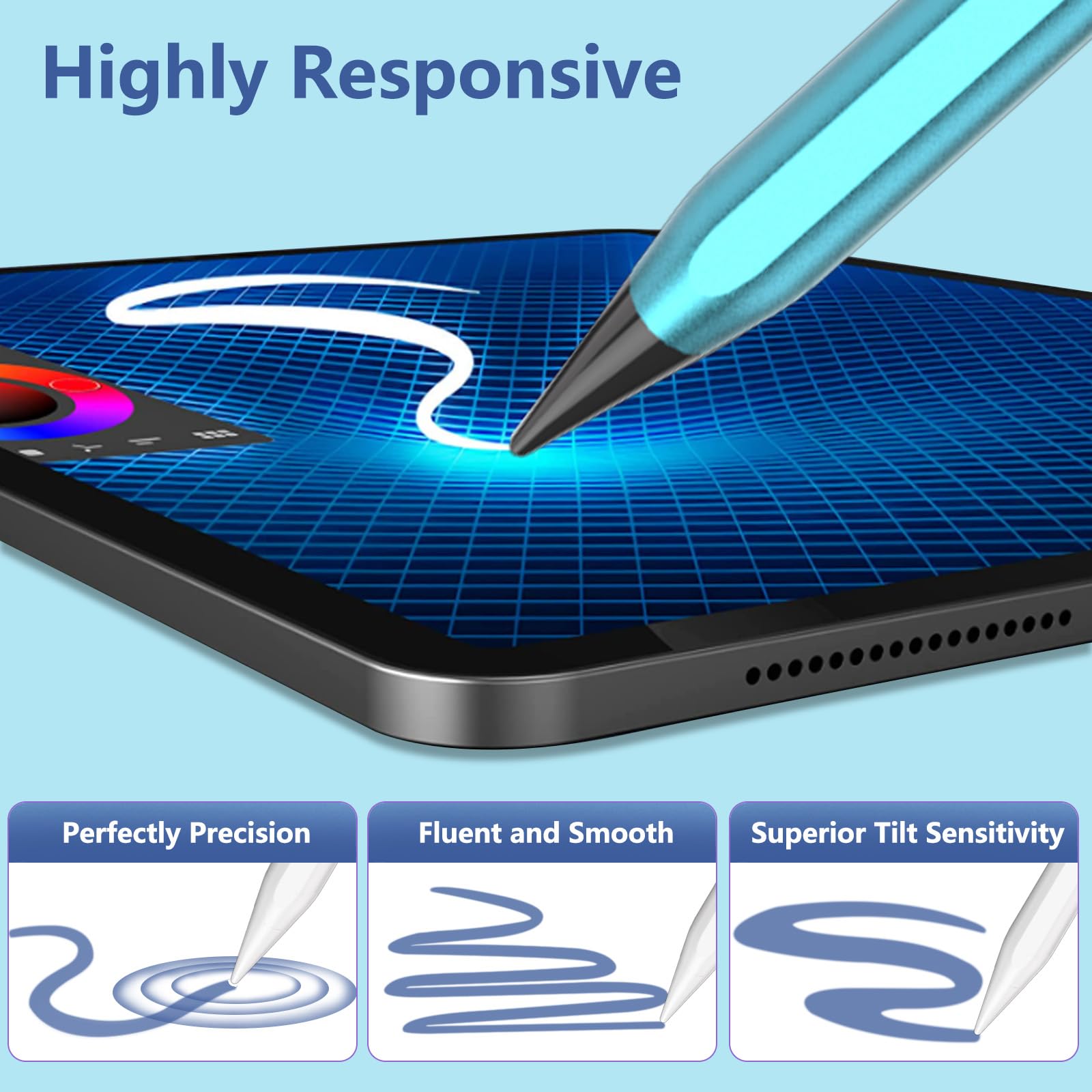 TQQ Stylus Pen for Apple iPad (2018-2024) - 2nd Gen Pencil with Palm Rejection & Tilt Sensitivity | High Precision Stylus Compatible with iPad 6th-10th Gen, iPad Pro 11