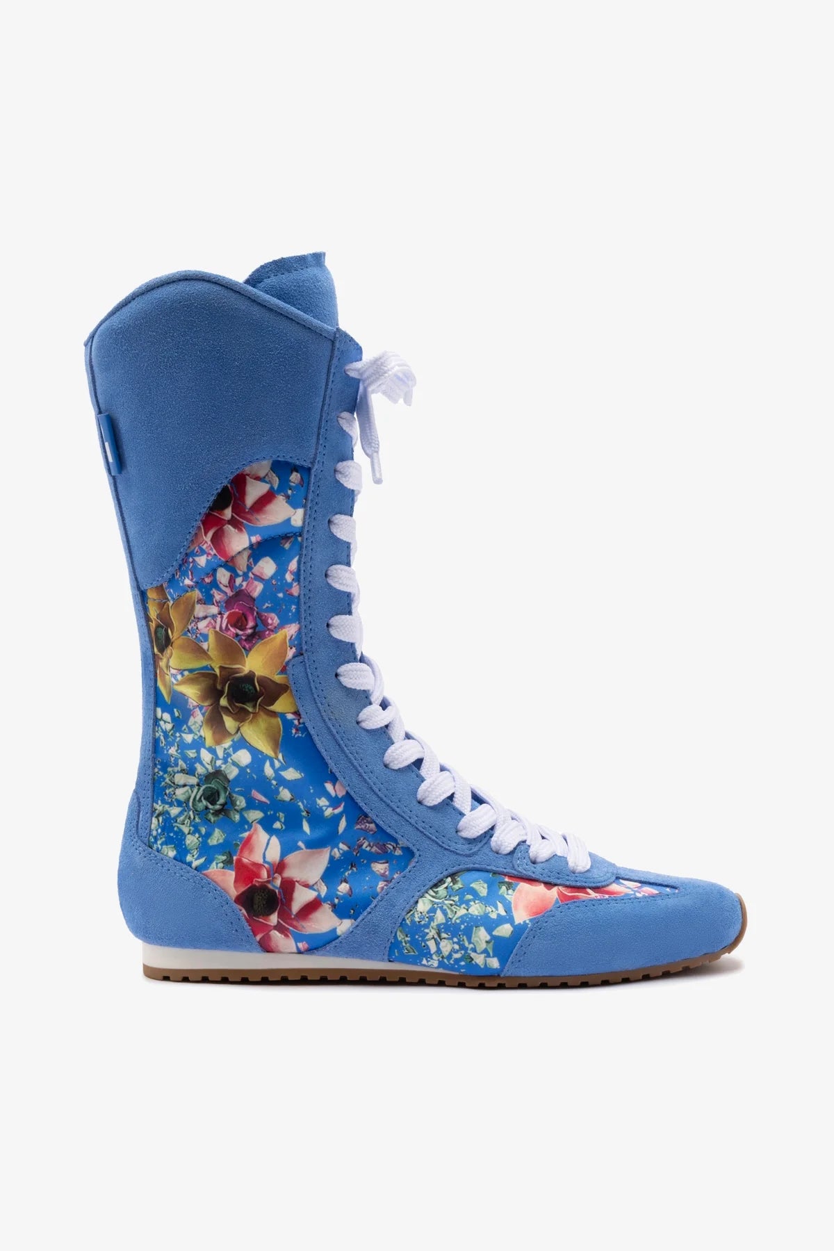 Larroudé x Jonathan Cohen Flat Lo Sneaker Boot - Dodger Blue & Gardenias Satin - Stylish Comfort for Casual Outings & Evening Events