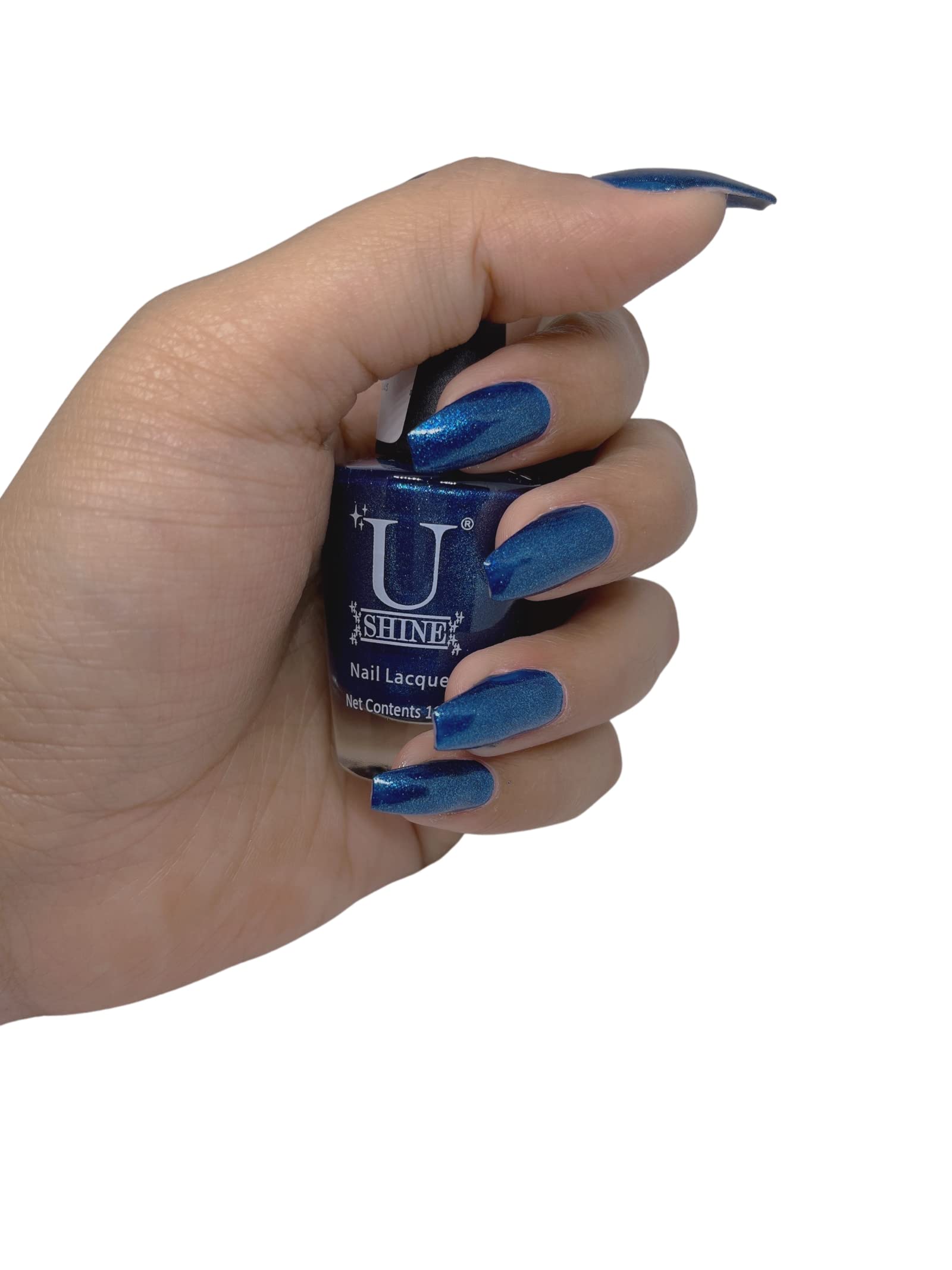 U Shine Ultra Marine Nail Polish - Navy Blue Shimmer Lacquer | 11ml Long-Lasting Vegan Formula | No Parabens, Yellowing, Chipping or Cracking | Cruelty-Free & Non-Toxic | Perfect for Manicures, Pedicures & Nail Art Designs