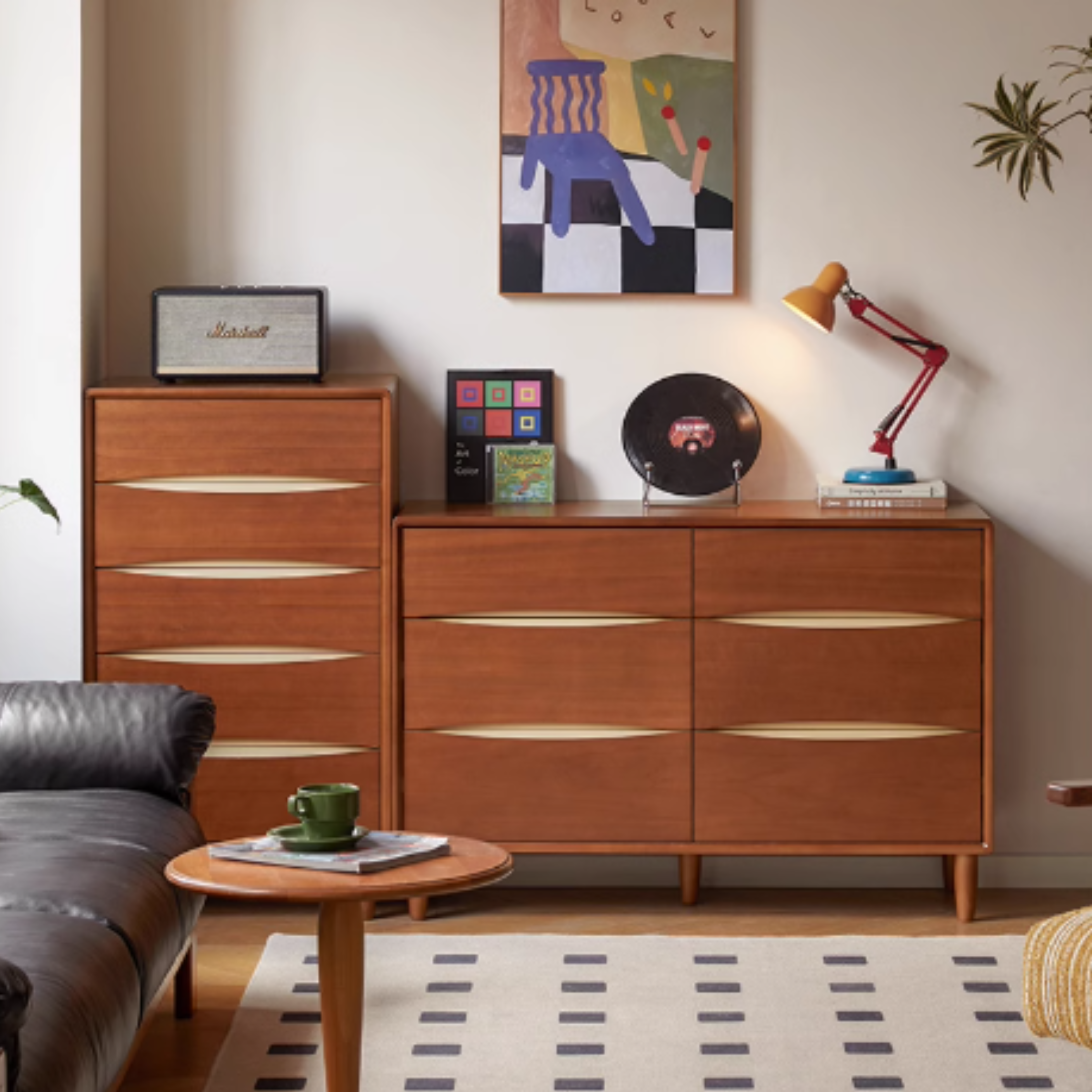 Vintage Style Solid Poplar Wood Chest of Drawers - Antique Dresser for Bedroom, Living Room, or Entryway Storage