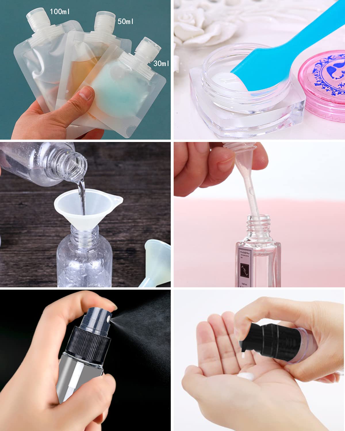 17 Pack TSA Approved Travel Toiletry Bags - Leak Proof Refillable Containers for Shampoo, Conditioner & Lotion - Portable Stand Up Pouches for Airplane Travel, Camping & Vacation Essentials (A-17pcs)