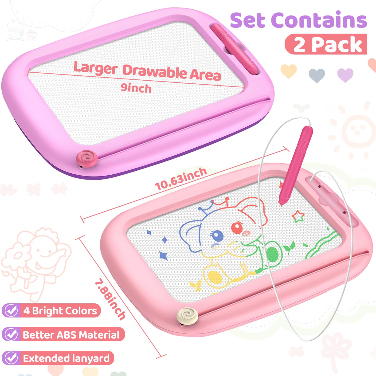 2 Pack Magnetic Drawing Board for Kids - Toddler Learning Toy for Ages 1-3 | Perfect for Home & Travel Play