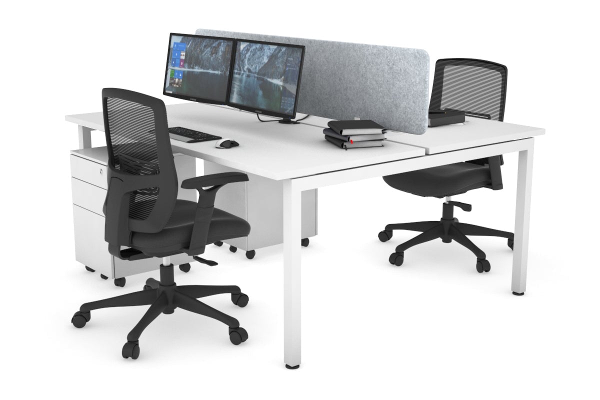Quadro Square Legs 2 Person Office Workstation Desk - 1200L x 700W Modern Shared Workspace Solution for Home & Business Offices