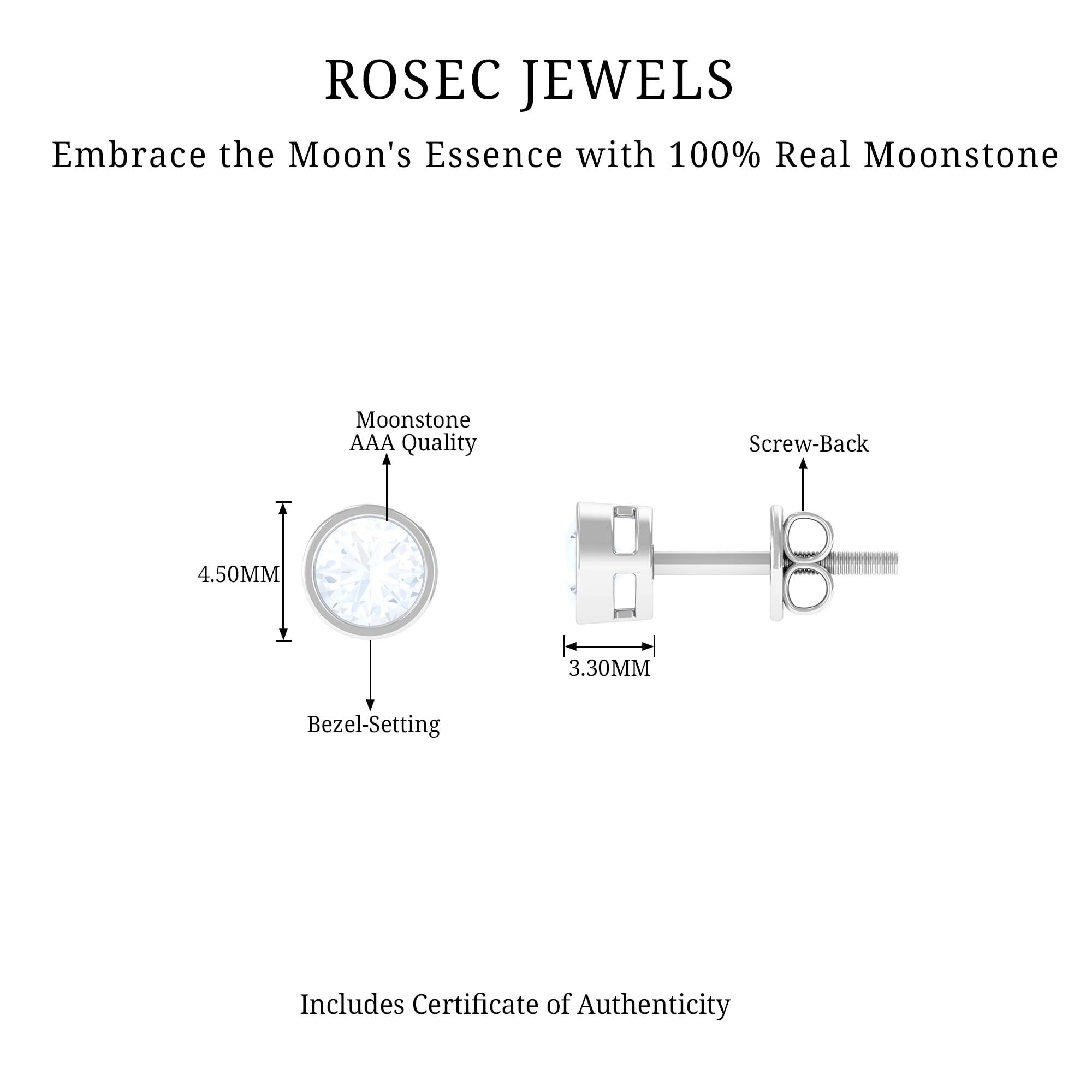 AAA Quality Certified Natural Moonstone Stud Earrings with Screw Back - June Birthstone Jewelry for Women - Perfect Gift for Birthday, Anniversary & Special Occasions