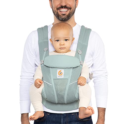 Ergobaby Omni Breeze Baby Carrier - Lightweight, Breathable Mesh for Newborn to Toddler (7-45 lbs) with Lumbar Support & Airflow - Sage Green - Perfect for Hands-Free Parenting, Travel & Outdoor Adventures