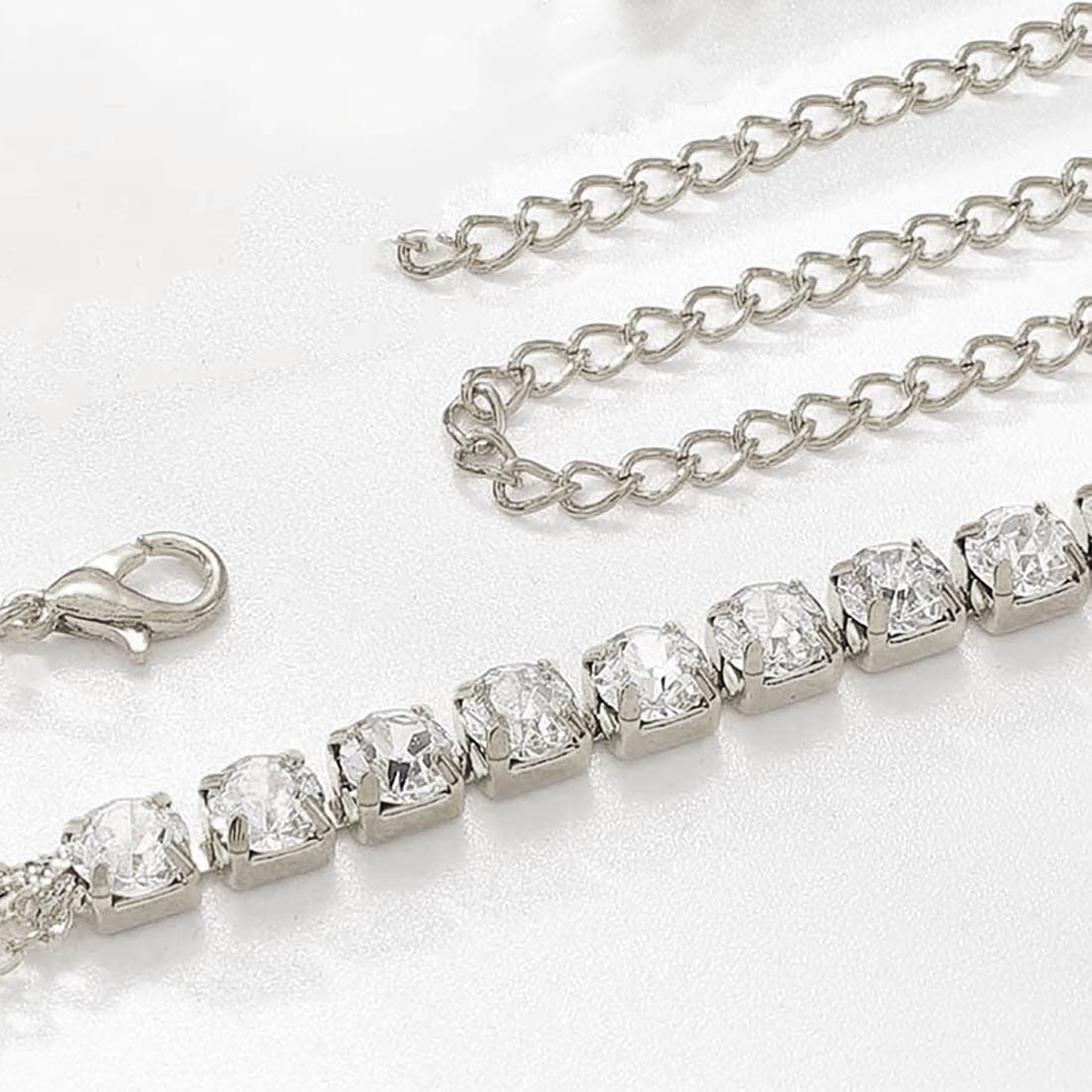 Layered Rhinestone Bra Chain Body Jewelry for Women - Silver Crystal Beach Party & Nightclub Accessory | Perfect for Summer Festivals, Bachelorette Parties & Vacations