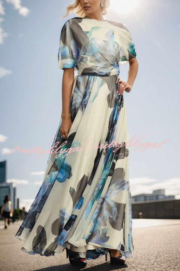 Bohemian One Shoulder Maxi Dress with Unique Print - Flowy Short Sleeve Summer Beach Dress for Women | Perfect for Vacations, Music Festivals & Boho Chic Outfits