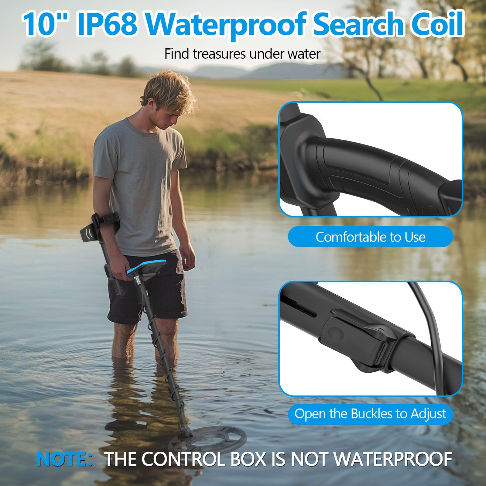 OMMO Professional Metal Detector for Adults - Adjustable Stem, 5 Detection Modes, High Accuracy Gold Detector with IP68 Waterproof Coil - Perfect for Treasure Hunting, Beach Metal Detecting & Outdoor Adventures