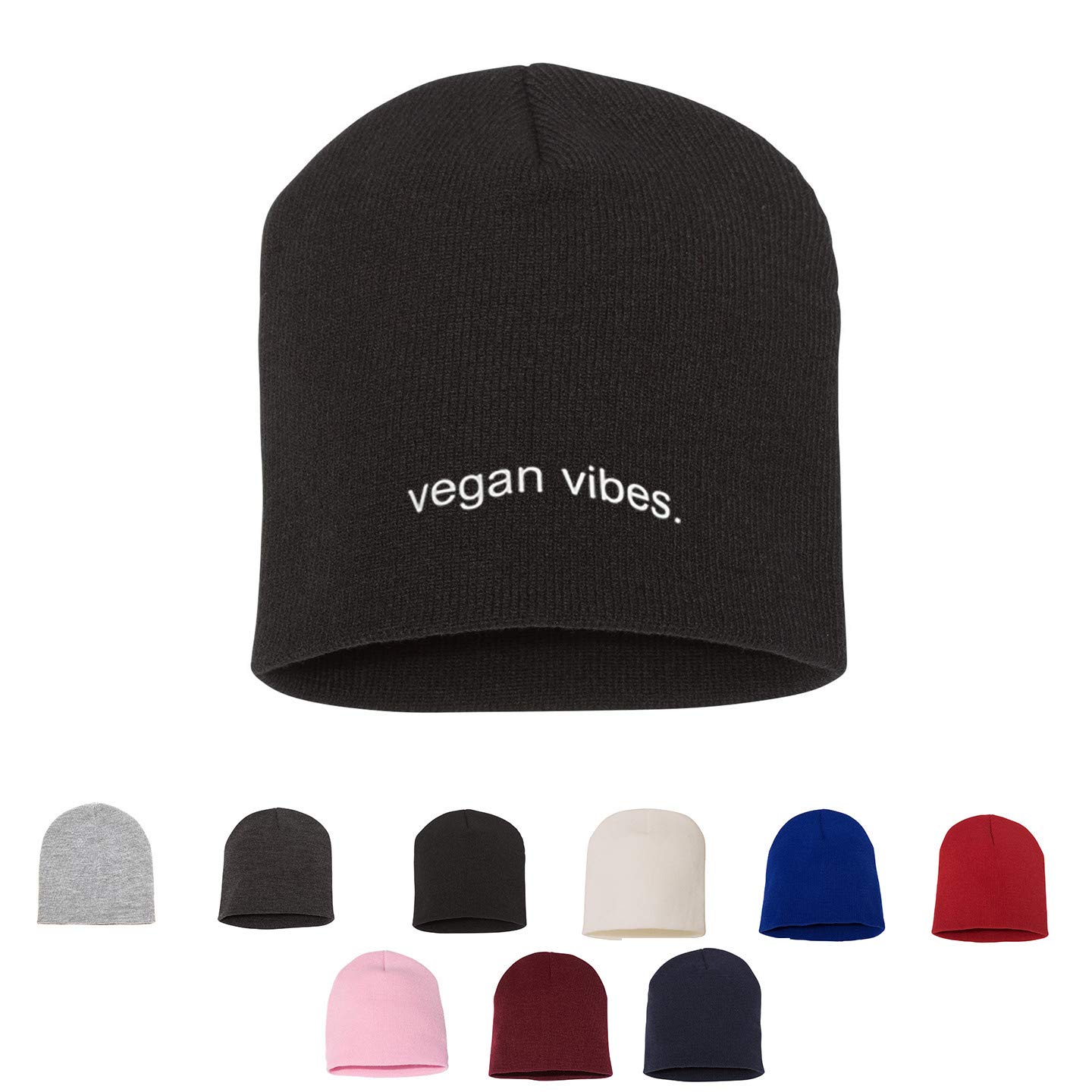 Vegan Vibes Knit Warm Winter Hat - Embroidered Beanie for Women & Men | Cozy Cold Weather Accessory for Outdoor Activities, Skiing & Snowboarding