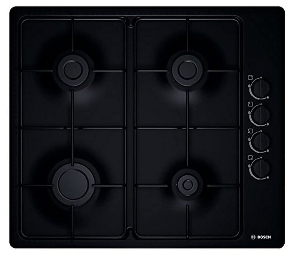 Bosch PBP6B6B80 Built-In Gas Cooktop - 4 Burners, Black Glass, Natural Gas - Perfect for Modern Kitchens & Home Cooking