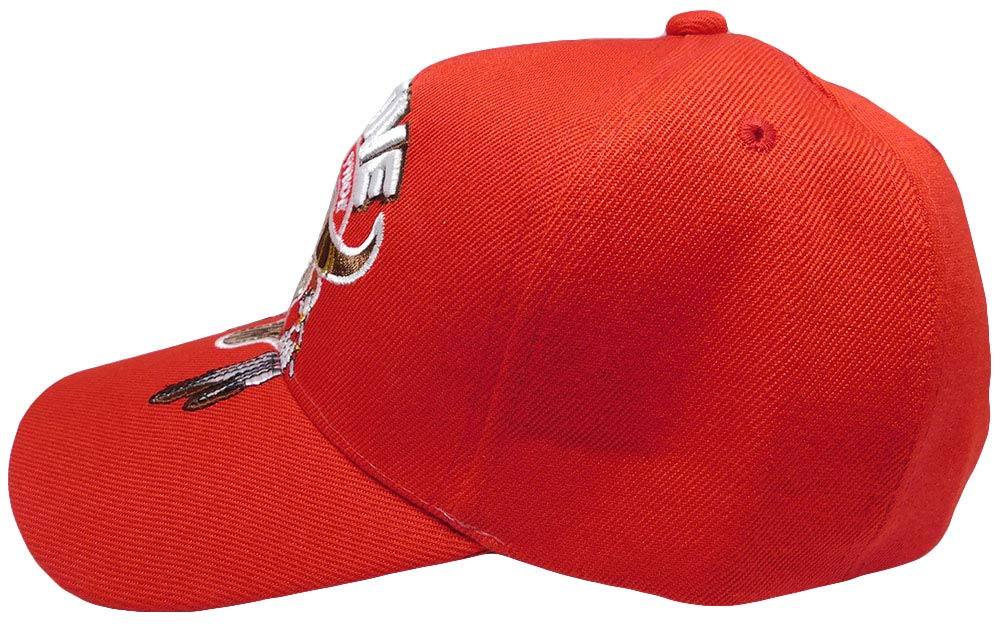 Native Pride Indian Buffalo Skull Dreamcatcher Adjustable Cap - Red Embroidered Polyester Hat for Men & Women | Perfect for Festivals, Powwows & Western Fashion