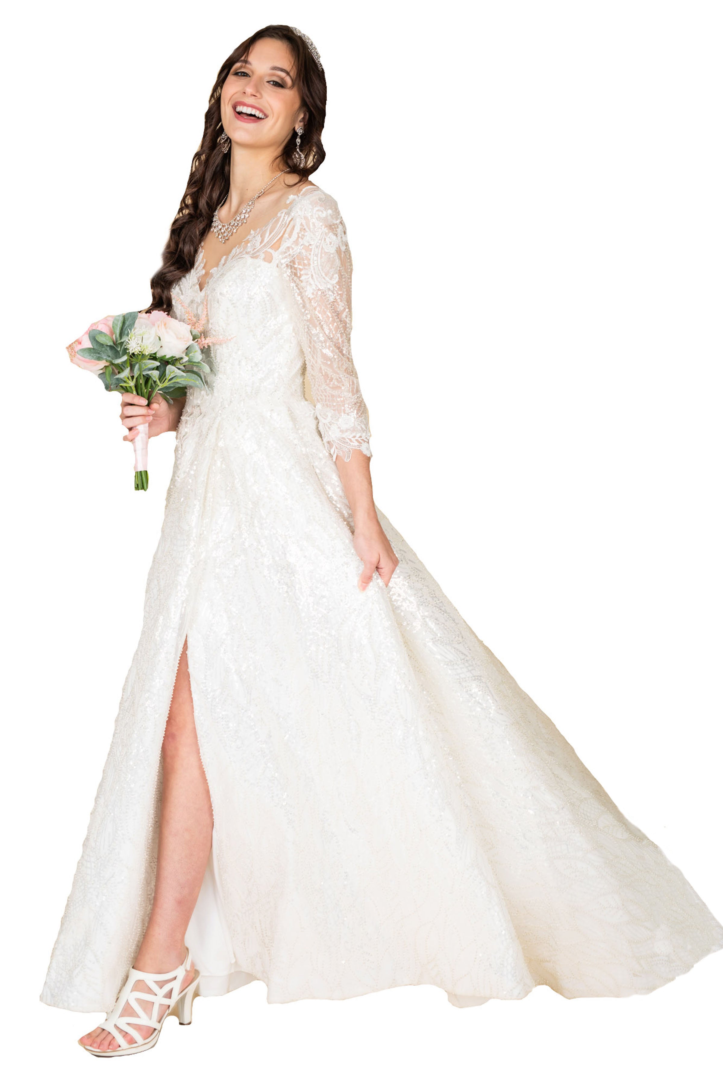 Elegant White Lace Wedding Gowns for Women - Perfect for Bridal Ceremony, Reception & Formal Events