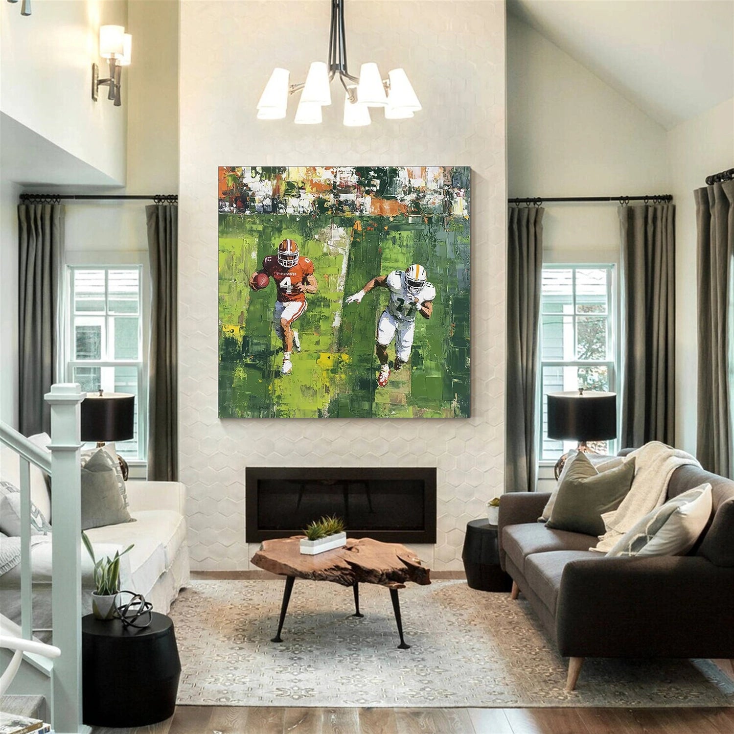 American Football Sports Art Textured Canvas Painting - Premium Wall Decor for Man Cave, Game Room & Sports Bar | #SA005